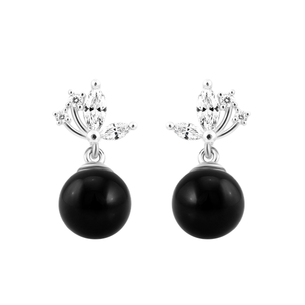 Hoa tai đính đá Onyx vàng 10K Flying Ony