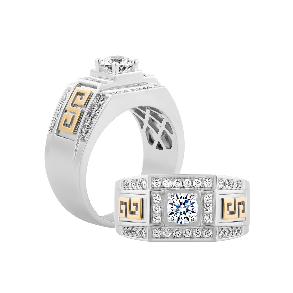 Nhẫn nam kim cương tấm vàng 14K Melarea 1CT WY