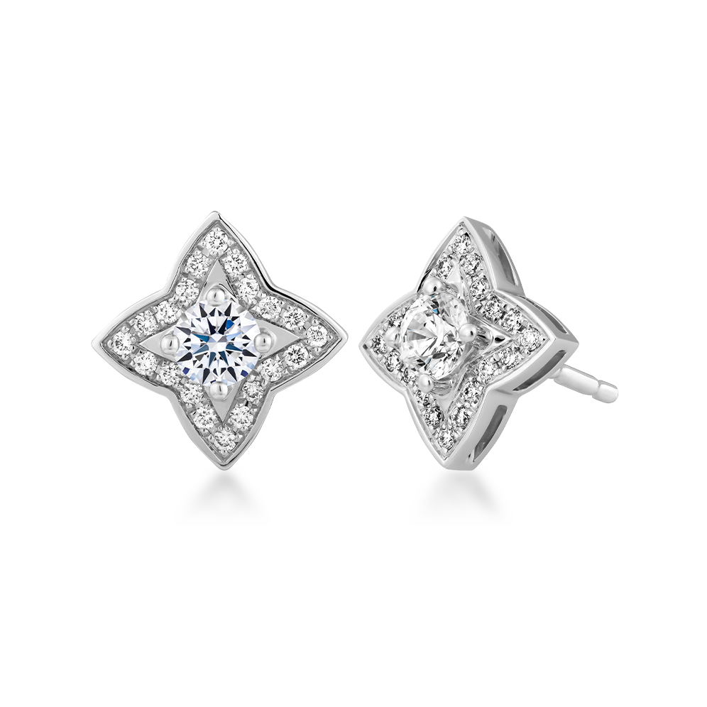 Hoa tai kim cương tấm vàng 14K Lovely Star 3C