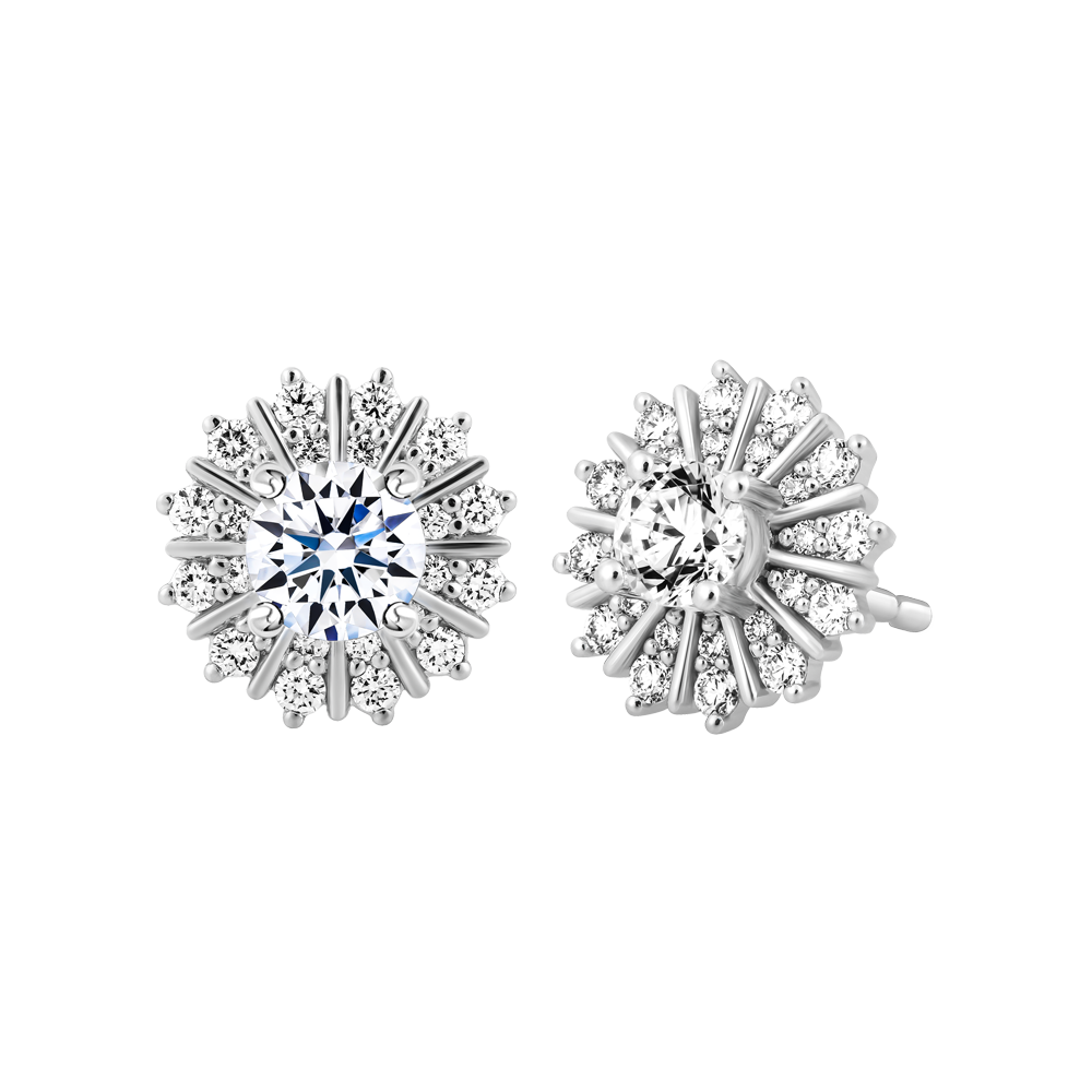 Hoa tai kim cương tấm vàng 14K Gorgeous 3C