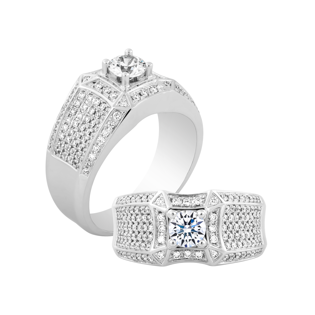 Nhẫn nam kim cương tấm vàng 14K Lambor 1CT W