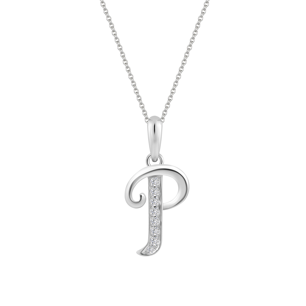 Mặt kim cương viên vàng 14K Letter P