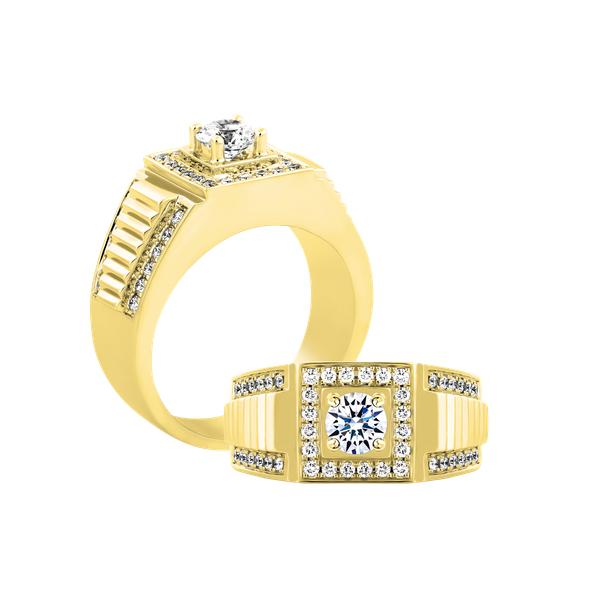 Nhẫn nam kim cương tấm vàng 14K Ralphnize 1CT Y