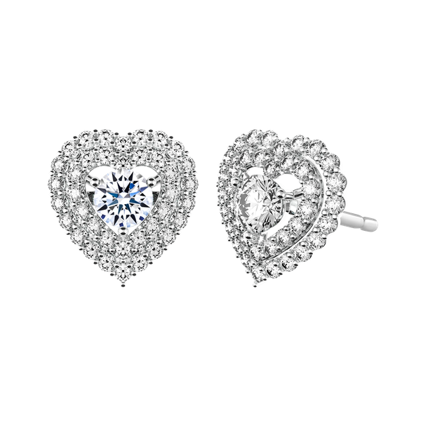 Hoa tai đính đá CZ vàng 10K Heartly 2C WS