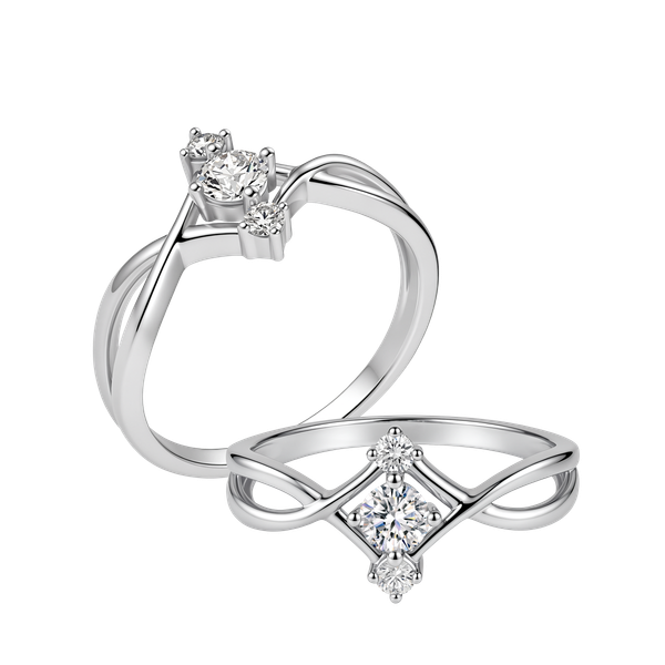 Nhẫn nữ kim cương 8 Hearts & Arrows vàng 14K Javia H&A 2C