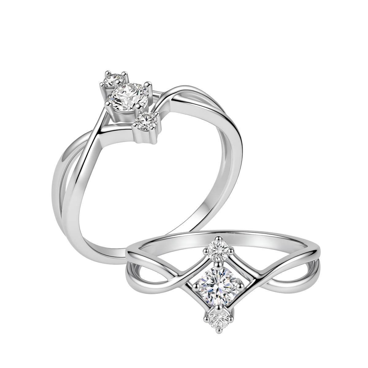 Nhẫn nữ kim cương 8 Hearts & Arrows vàng 14K Javia H&A 2C