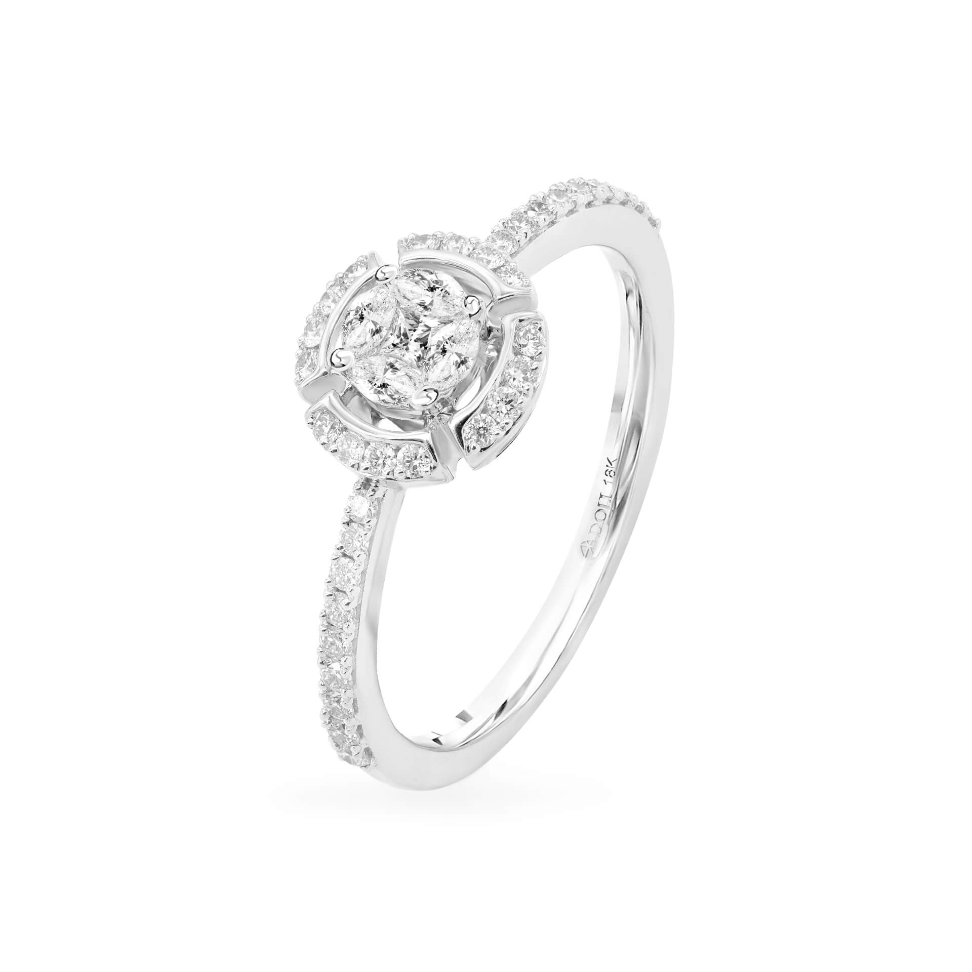 Nhẫn nữ kim cương viên vàng 18K Jena A317 TD
