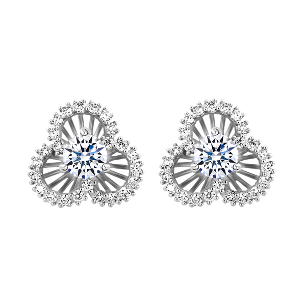 Hoa tai kim cương 8 Hearts & Arrows vàng 14K Blossom H&A 2C GVER0092366