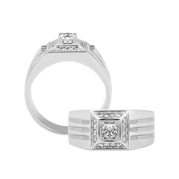 Nhẫn nam đính đá CZ vàng 14K Kevin PR 2C W