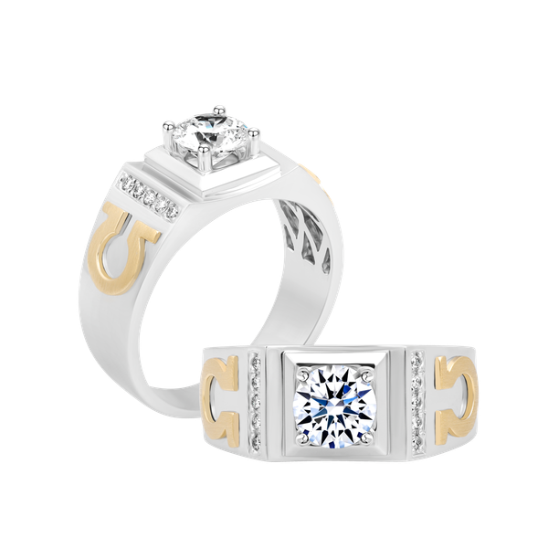 Nhẫn nam kim cương tấm vàng 14K Libra 1CT WY