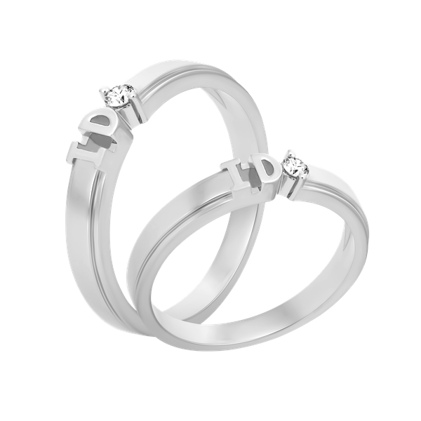 Nhẫn cưới nữ kim cương viên vàng 14K I do F