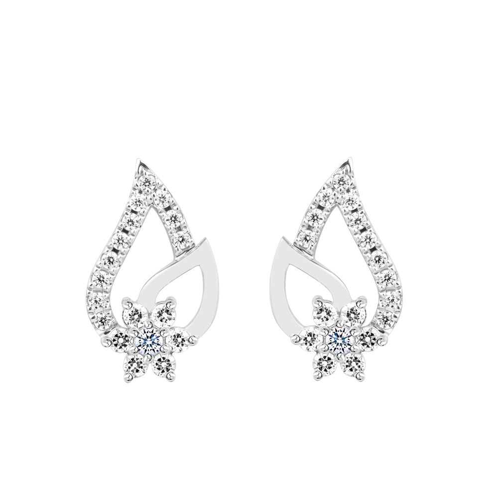 Hoa tai đính đá CZ vàng 18K Swingful