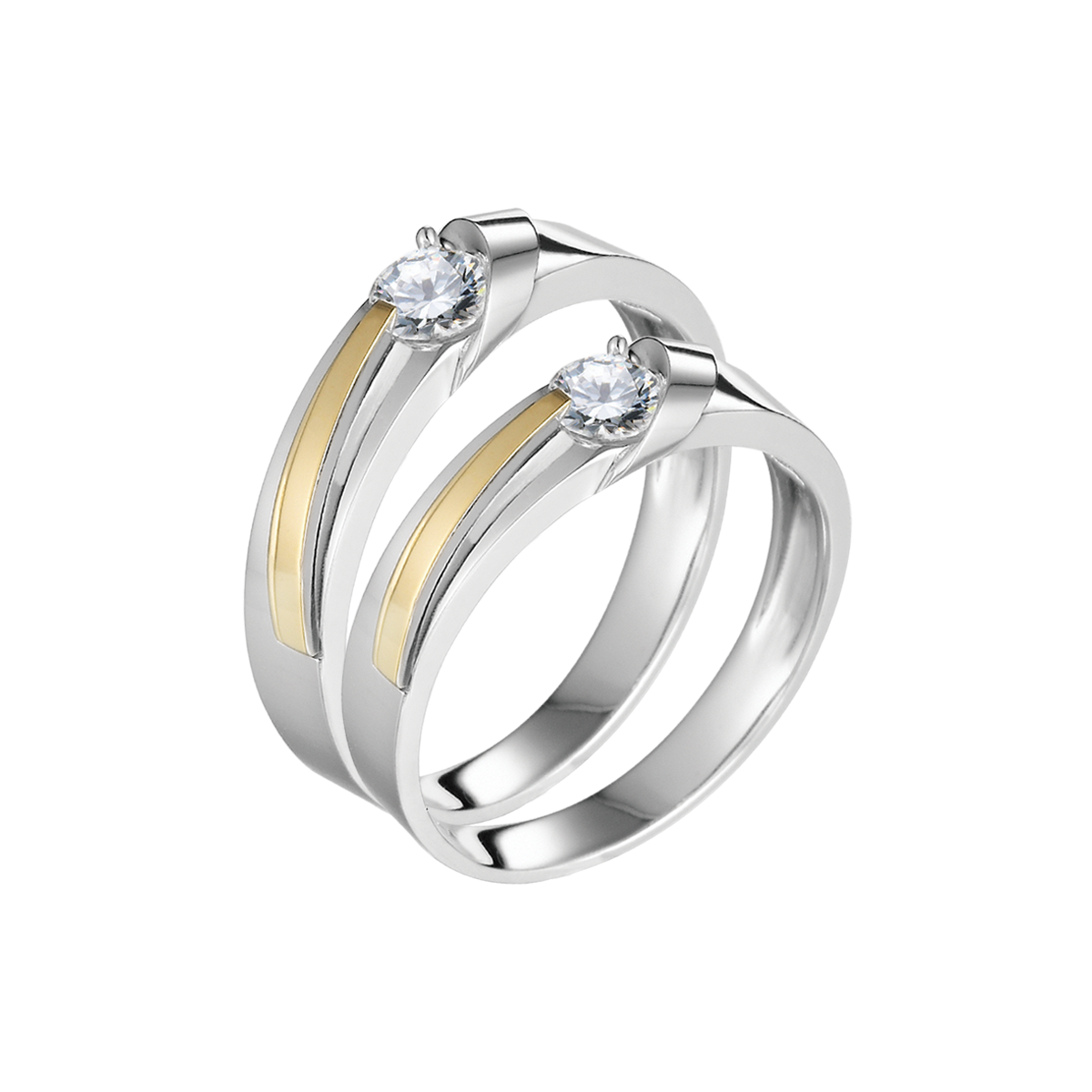 Nhẫn cưới nữ đính đá CZ vàng 14K Bleeper N2C F