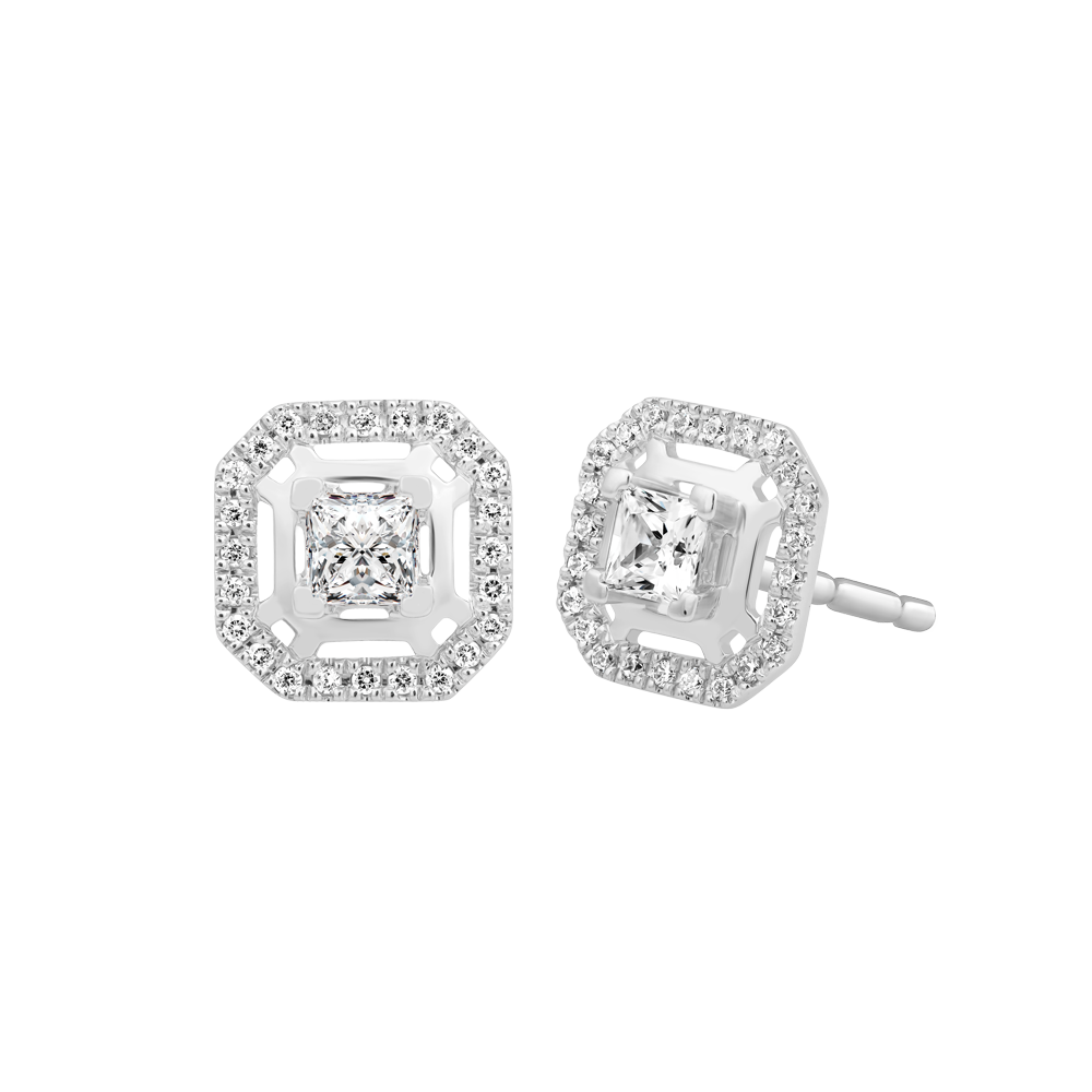 Hoa tai đính đá CZ vàng 18K Guardy