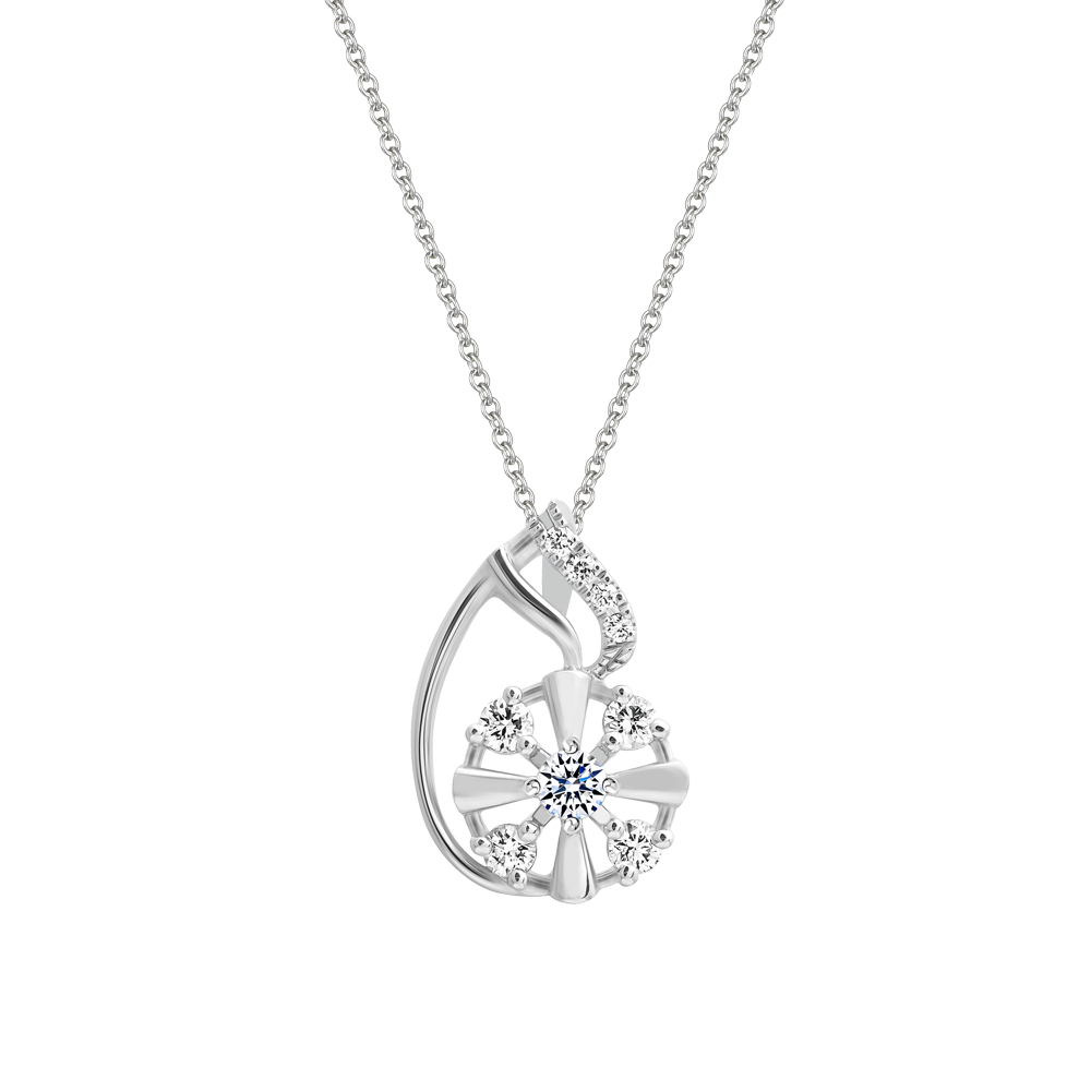 Mặt kim cương vàng 14K Flowershell 5p