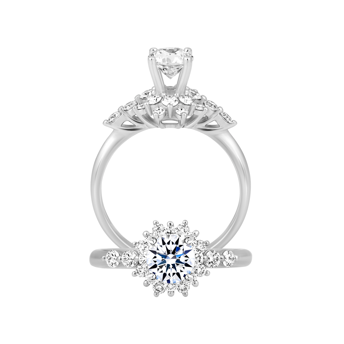 Nhẫn nữ kim cương tấm vàng 14K Catherina 5C