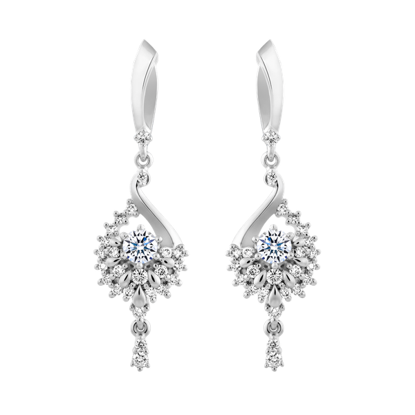 Hoa tai kim cương 8 Hearts & Arrows vàng 14K Rosella N H&A 2C