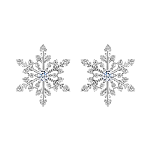 Hoa tai đính đá CZ vàng 14K Shining of Snows 5p