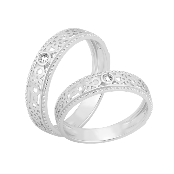 Nhẫn cưới nam đính đá CZ vàng 10K Doublet M