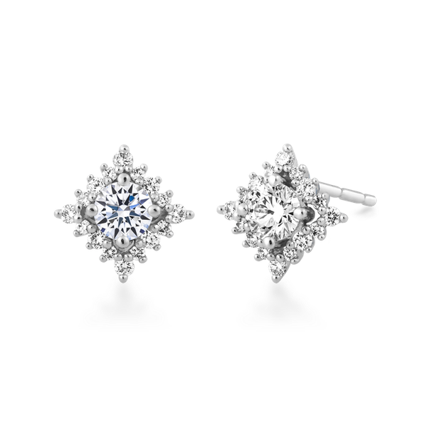 Hoa tai kim cương 8 Hearts & Arrows vàng 14K Oriflame H&A 2C