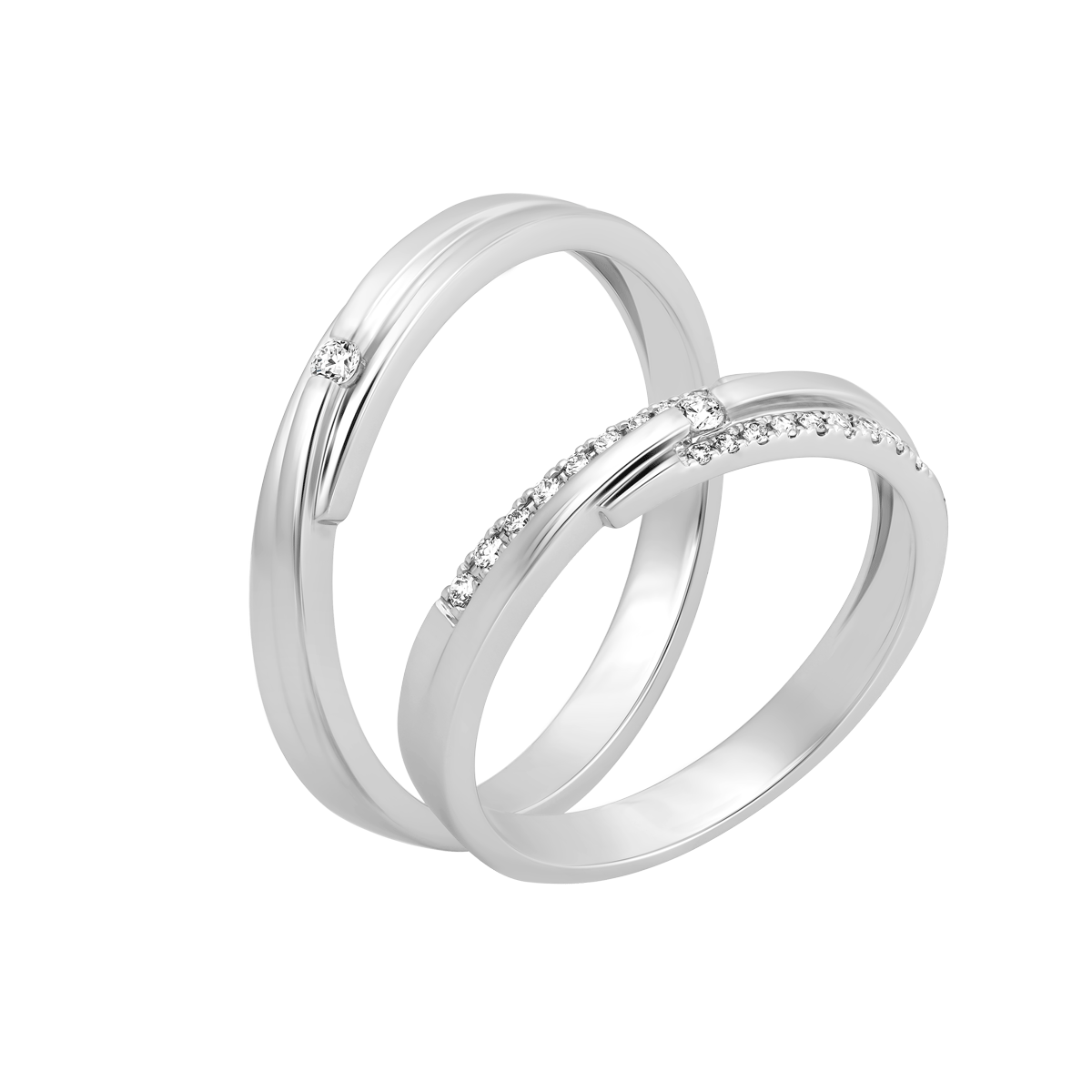 Nhẫn cưới nữ kim cương viên vàng 14K Evering F