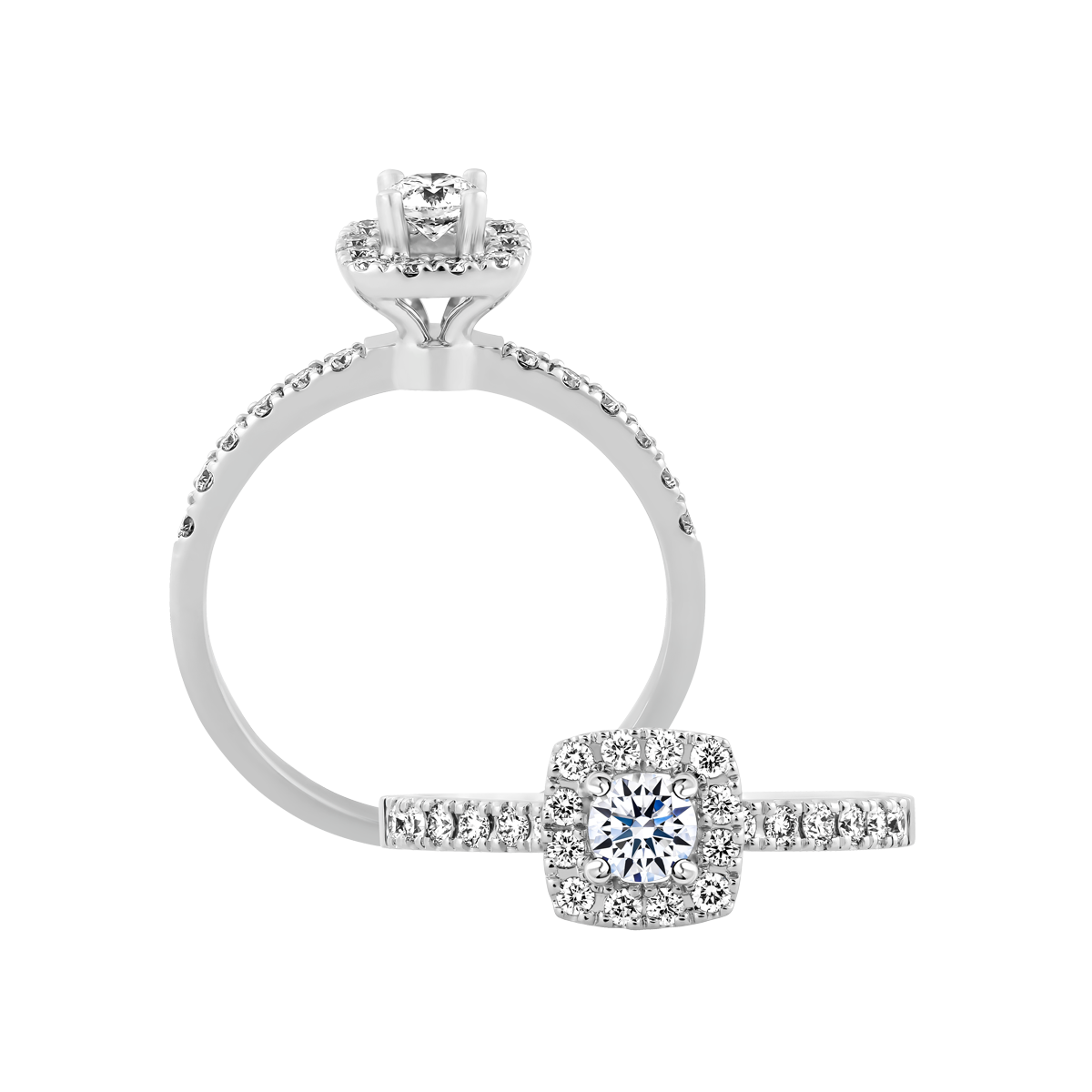 Ổ nhẫn nữ kim cương tấm vàng 14K Soledad 3C