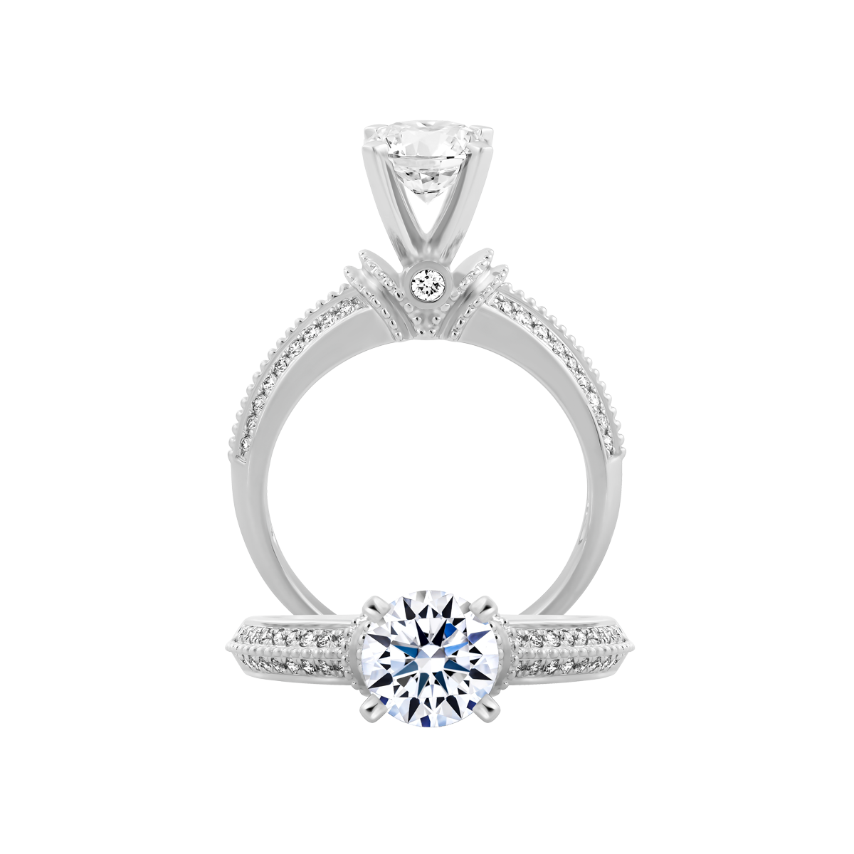 Ổ nhẫn nữ kim cương tấm vàng 14K Gratification 1CT