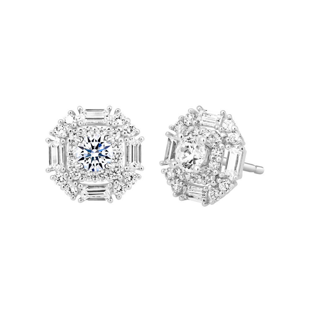 Hoa tai đính đá CZ vàng 14K Creative