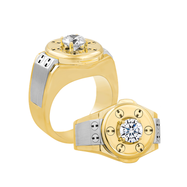 Nhẫn nam đính đá CZ vàng 14K Hubling 1CT YW