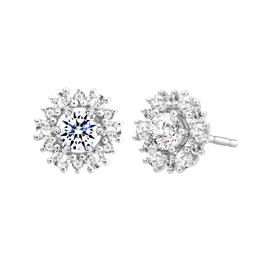 Hoa tai kim cương viên vàng 14K Flatino GIA 3C GVER0099033M