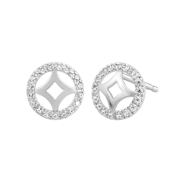 Hoa tai đính đá CZ vàng 14K Rishes