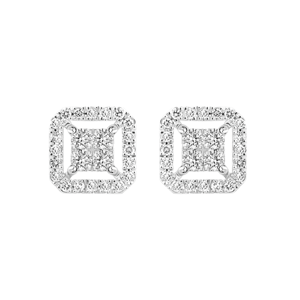 Hoa tai kim cương viên vàng 14K Cadris