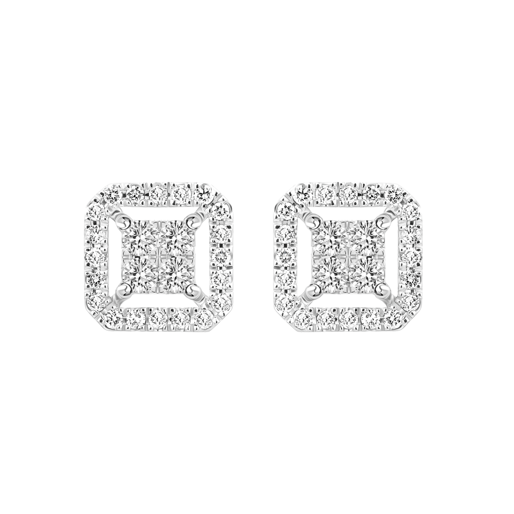 Hoa tai kim cương viên vàng 14K Cadris