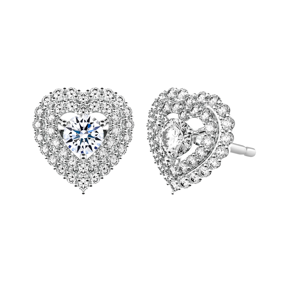 Hoa tai đính đá CZ vàng 10K Heartly 2C WS