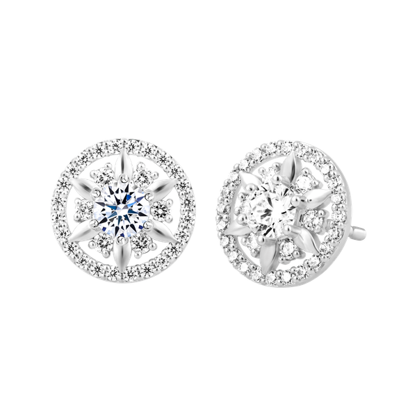 Hoa tai đính đá CZ vàng 14K Claretta V2 2C