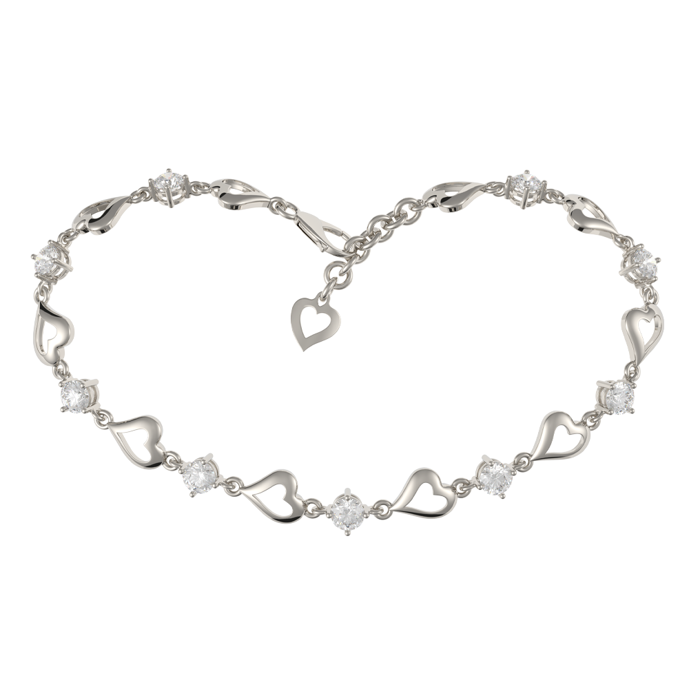 Lắc đính đá CZ vàng 18K Heartfully 2C