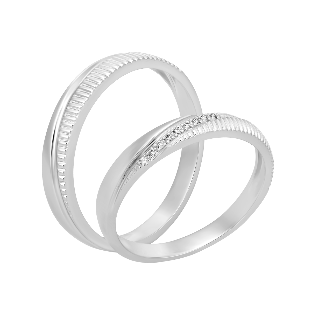 Nhẫn cưới nữ kim cương viên vàng 14K Fluently F