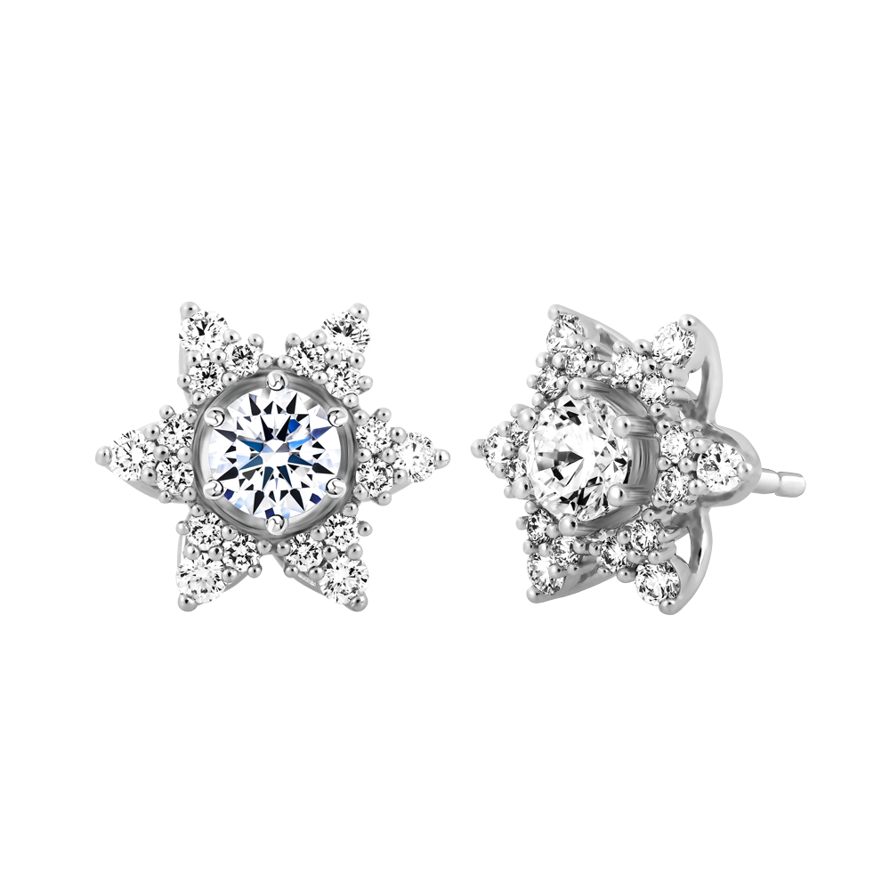 Hoa tai đính đá CZ vàng 14K Benigna N 3C