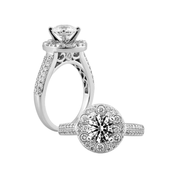 Ổ nhẫn nữ kim cương tấm vàng 14K Caldren 5C