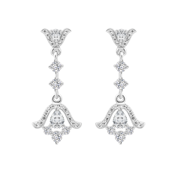 Hoa tai đính đá CZ vàng 18K Kathy