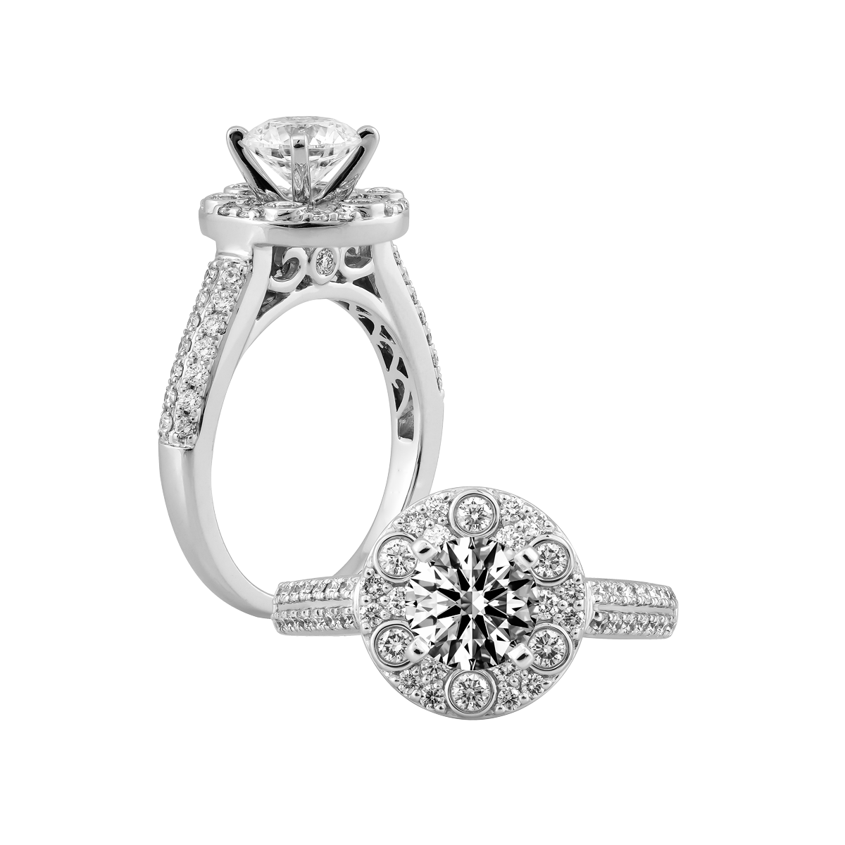 Nhẫn nữ kim cương tấm vàng 14K Caldren N 1CT