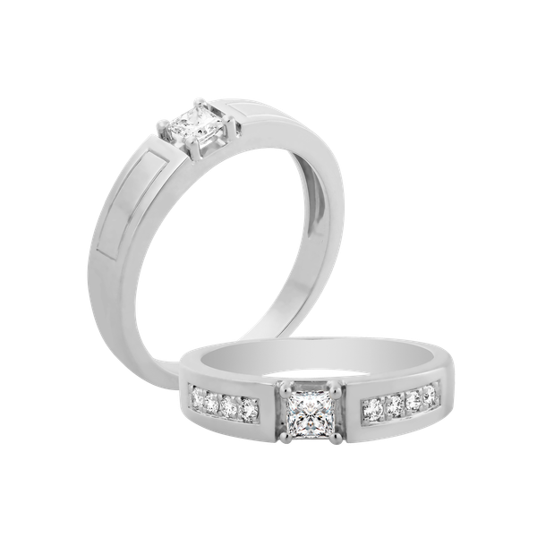 Nhẫn cưới nam kim cương viên vàng 14K Carolina PR1C M