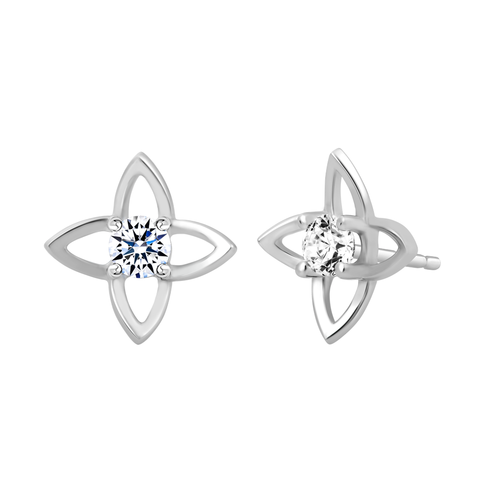 Hoa tai đính đá CZ vàng 14K Consent 5P