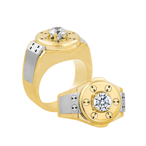 Nhẫn nam đính đá CZ vàng 14K Hubling 1CT YW