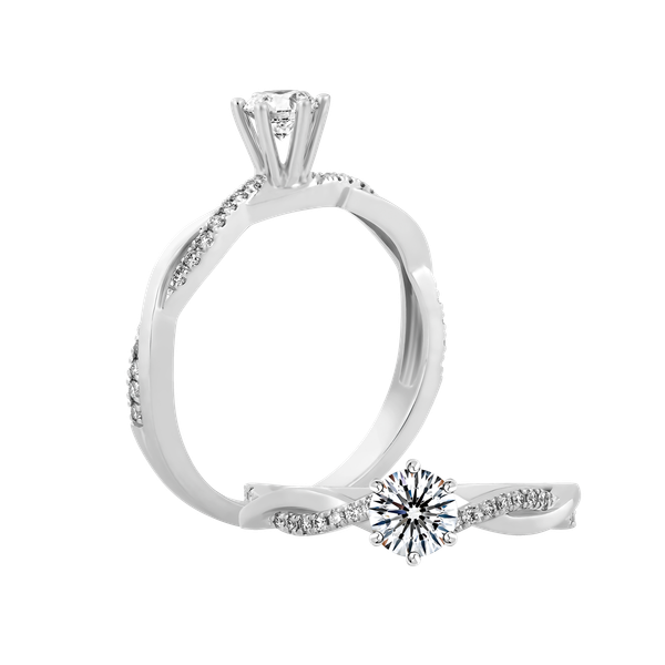 Nhẫn nữ kim cương 8 Hearts & Arrows vàng 14K Zemora H&A 3C