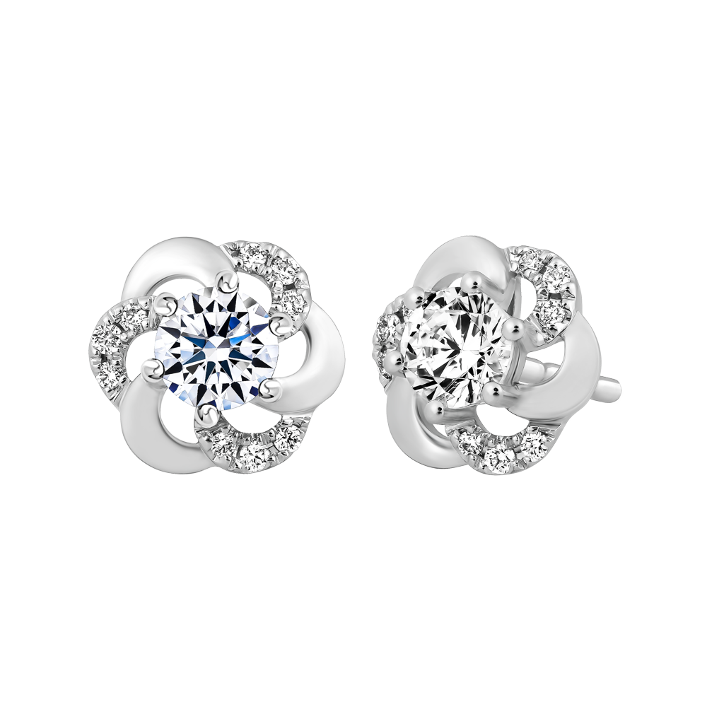 Hoa tai kim cương 8 Hearts & Arrows vàng 14K Ketaki H&A 2C