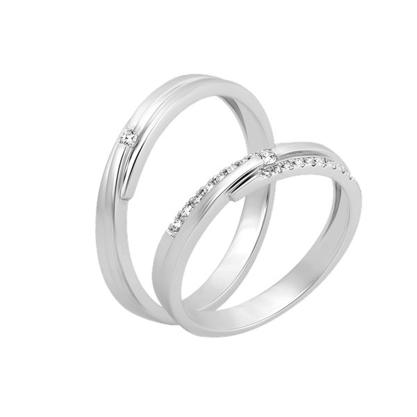 Nhẫn cưới nữ kim cương viên vàng 14K Evering F