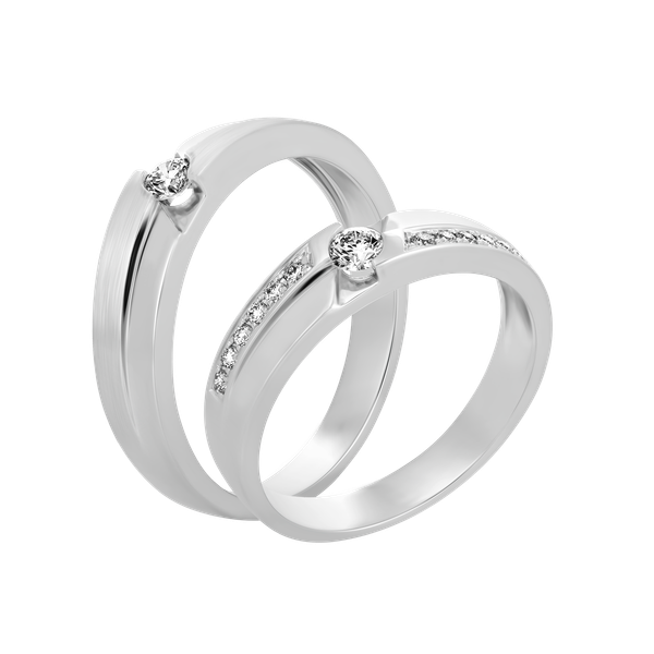 Nhẫn cưới nữ kim cương vàng 14K Lovely life 10p F