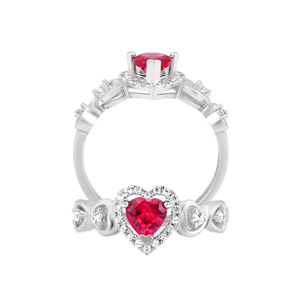 Nhẫn nữ đính đá màu Ruby vàng 14K Valenting S.RUB