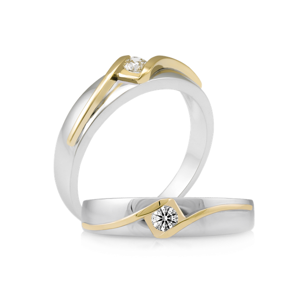 Nhẫn cưới nam kim cương vàng 14K Balland 10p M